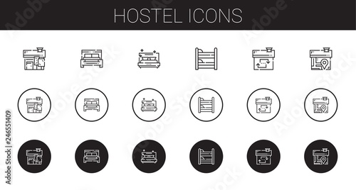 hostel icons set