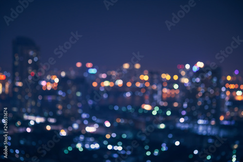 Fototapeta abstract night light of cityscape bokeh