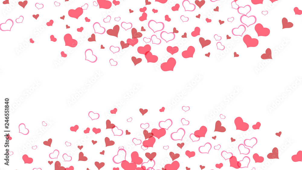 Red on White fond Vector. Spring background. Design element for wallpaper, textiles, packaging, printing, holiday invitation for birthday. Red hearts of confetti crumbled. Red on White fond Vector. Spring background. Design element for wallpaper, textiles, packaging, printing, holiday invitation for birthday. Red hearts of confetti crumbled.