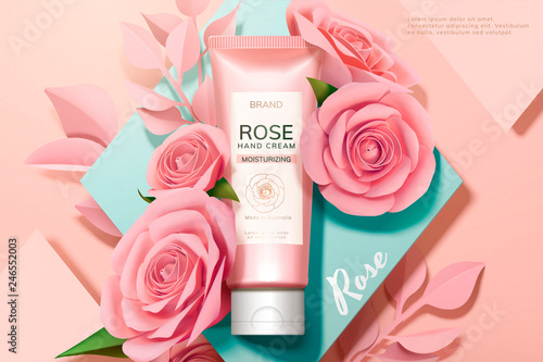 Skincare rose hand cream ads