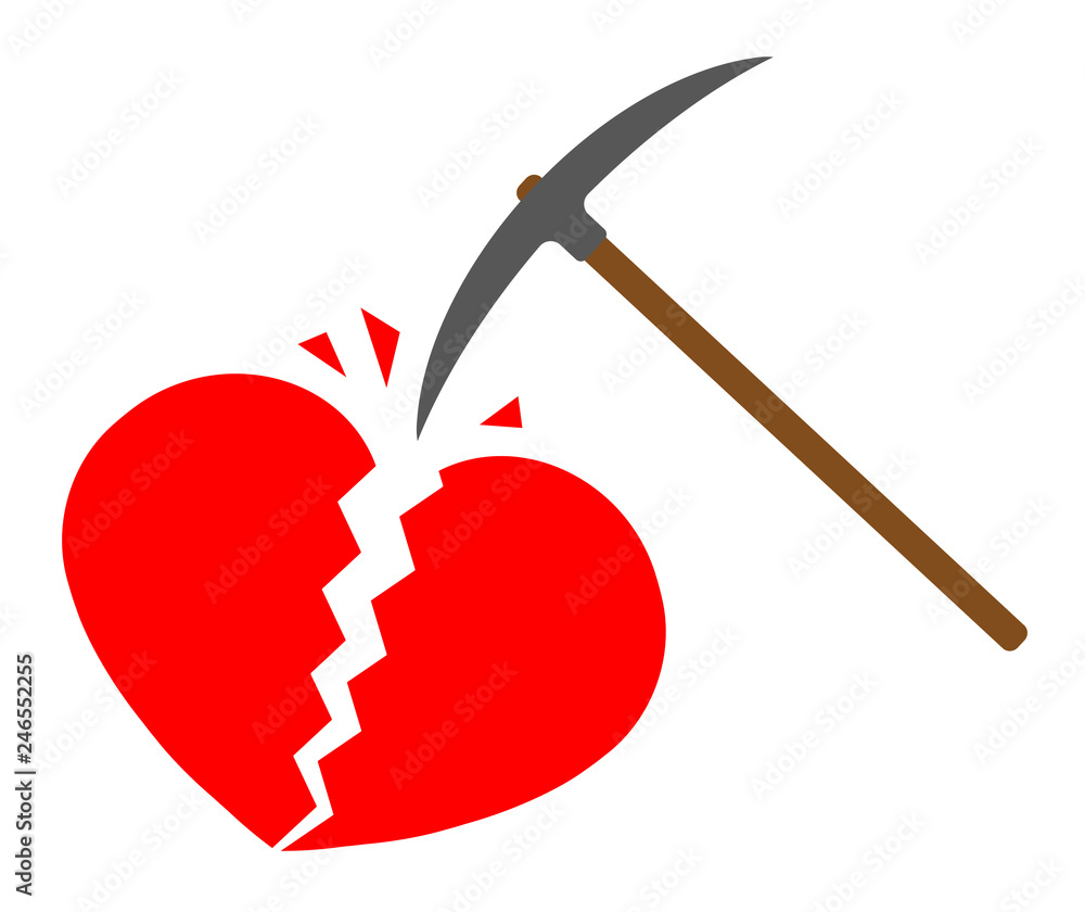 ツルハシで壊されるハート Stock イラスト Adobe Stock