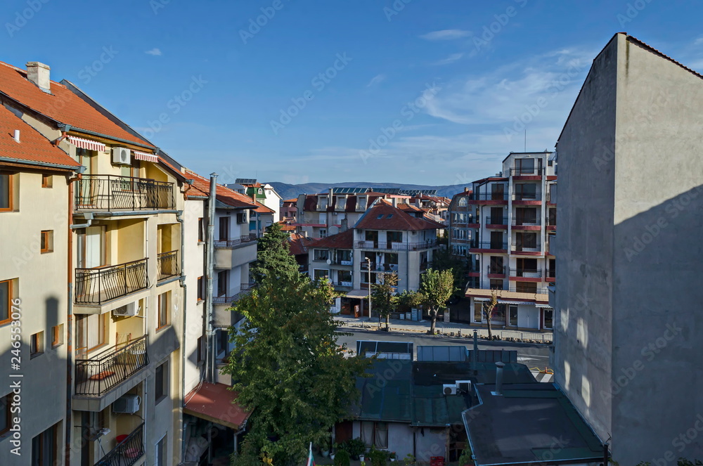 Panoramic architectural view to residential district in the sea resort new Nesselar on the Black Sea coast, Bulgaria, Europe  