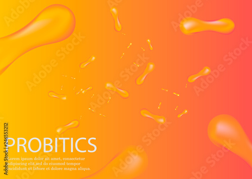 Probiotics Bacteria Vector illustration. Biology, Science background. Microscopic bacteria closeup.