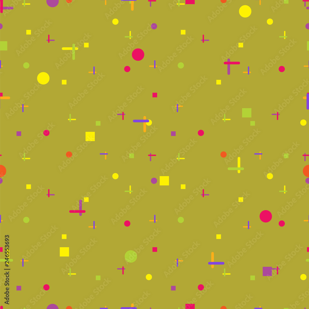 Abstract seamless repeating background of squares, circles and lines Abstract seamless repeating background of squares, circles and lines