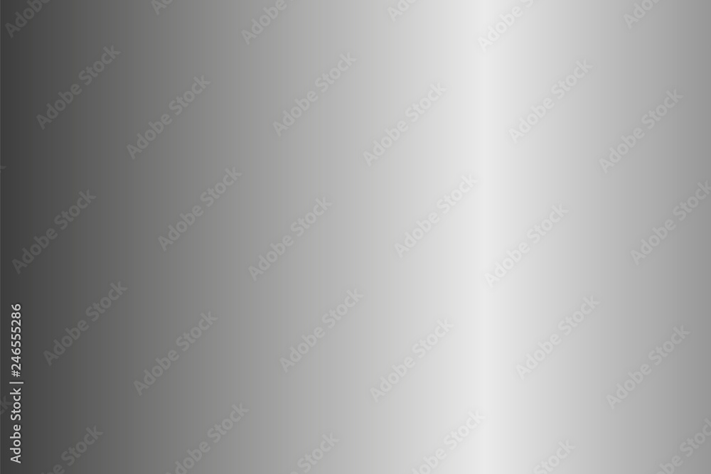 Silver foil texture background. Vector shiny and metal steel gradient template for chrome border, silver frame, ribbon or label design.
