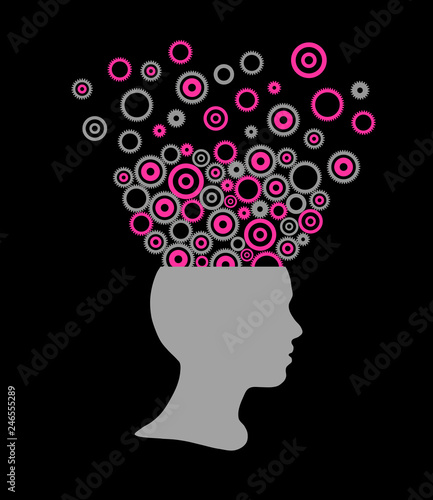 Wallpaper Mural Silhouettes of girls and flying gears Torontodigital.ca