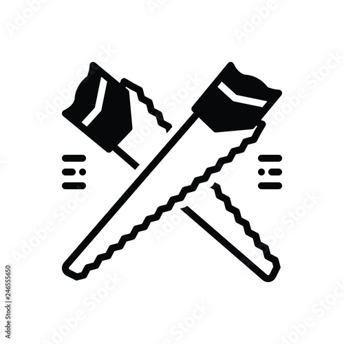 Black solid icon for hand saw