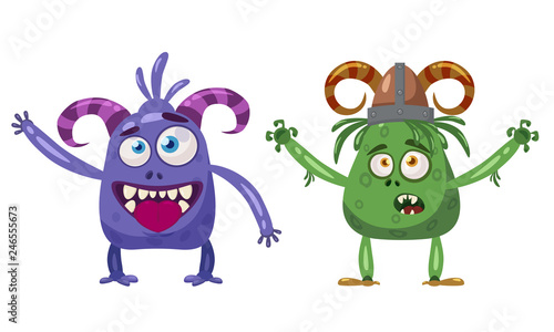 Troll and Yeti cute funny fairytale character, emotions, cartoon style, for books, advertising, stickers, vector, illustration, banner, isolated