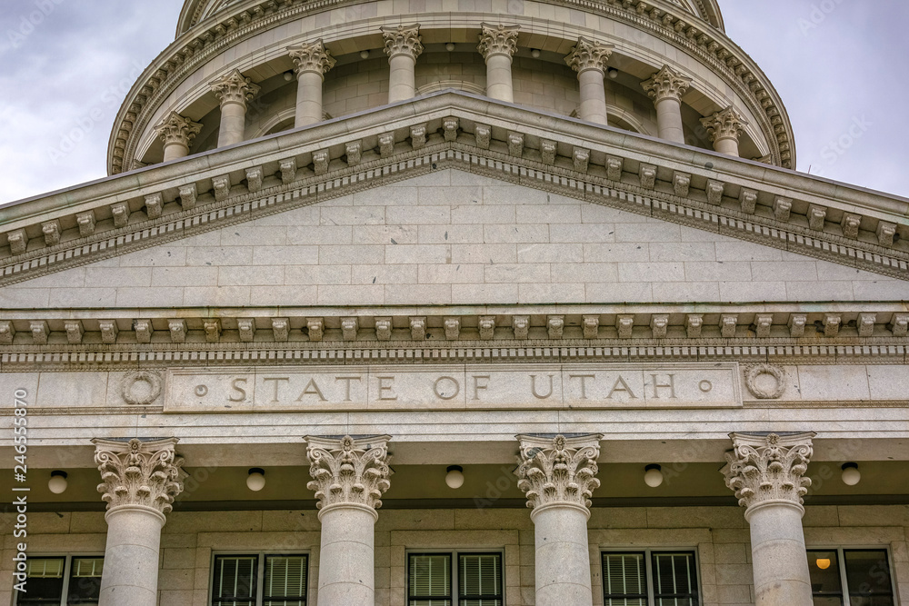 Detail view of iconic Utah State Capital Building