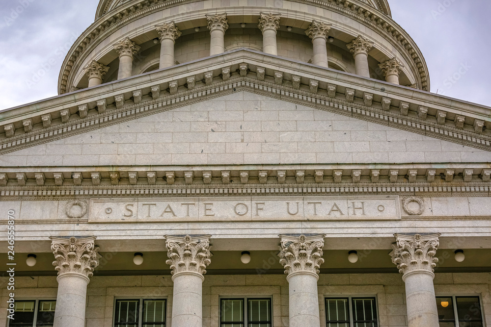 Fototapeta premium Detail view of iconic Utah State Capital Building