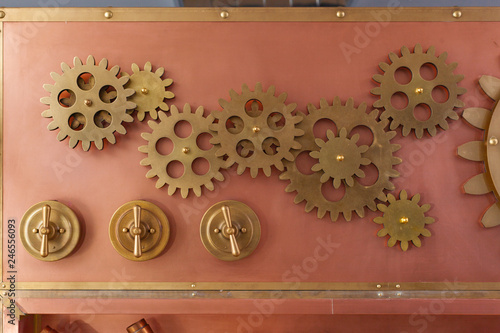 Gears on the old style copper panel