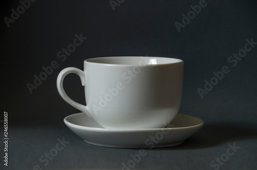 A cup and saucer of white color for tea.