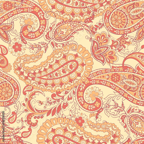 Paisley Pattern. Seamless Asian Textile Background