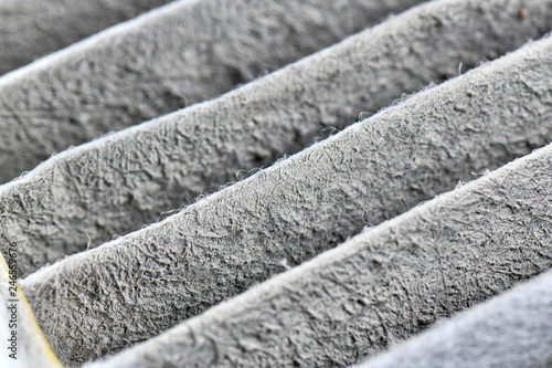 Close Up view on high efficiency particulate air filter.Dust filter surface of car, Useful to trap dust in the car, Make fresh air in the car clean.