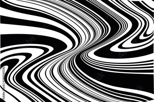 Optical art background. Wave design black and white