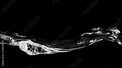 Water wave on black background