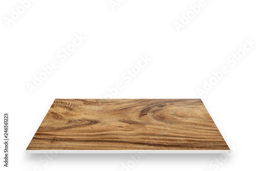 Wood table perspective isolated on white.