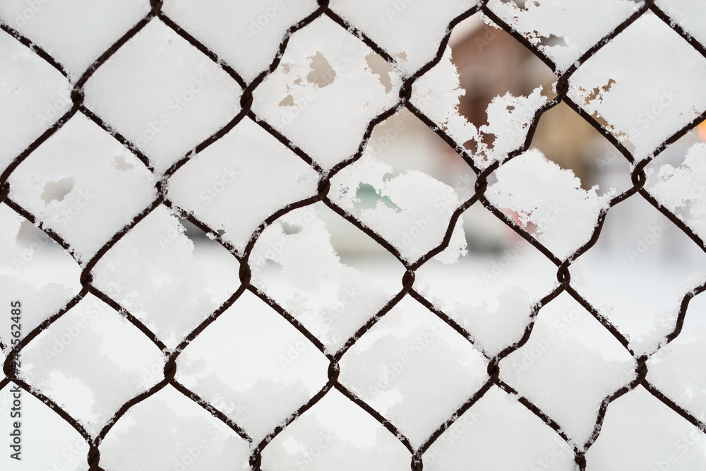 Naklejka premium Metal grating in the show (Part of metal fence).