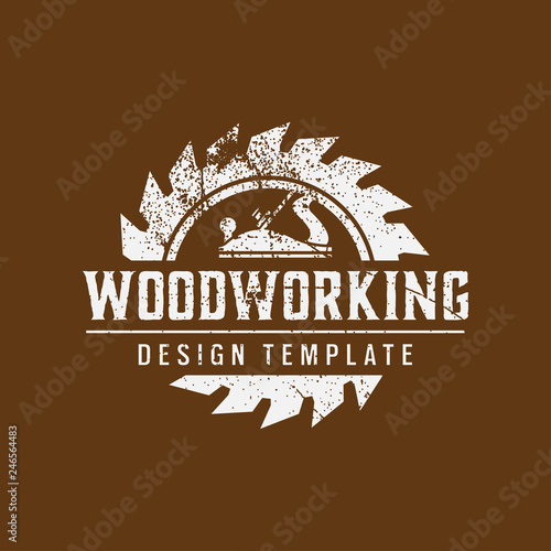 Woodworking logo icon design template vector