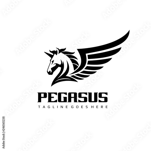 Fotografiet Horse Pegasus Logo - Unicorn Vector