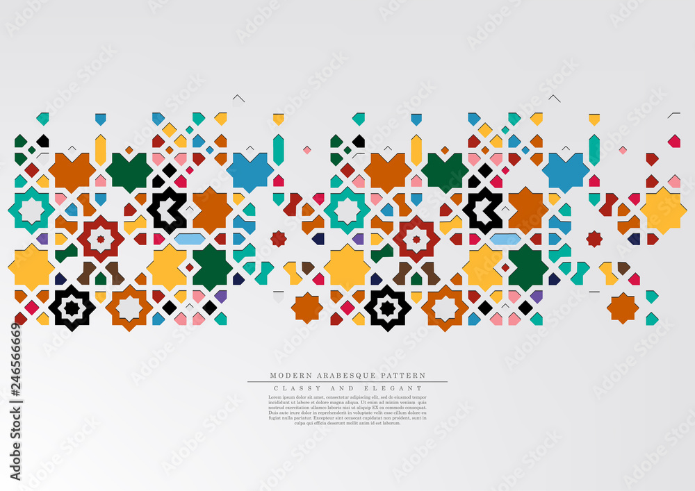 Modern arabesque pattern collection colorful background template vector - obrazy, fototapety, plakaty 