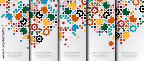 Modern arabesque pattern collection colorful texture background template vector design