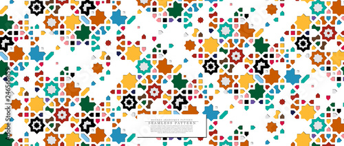 Modern arabesque seamless pattern collection colorful background vector design