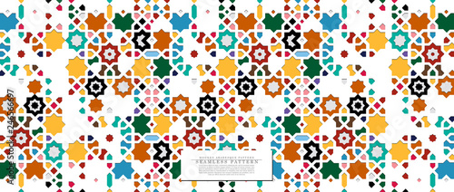 Modern arabesque seamless pattern collection colorful texture background vector design