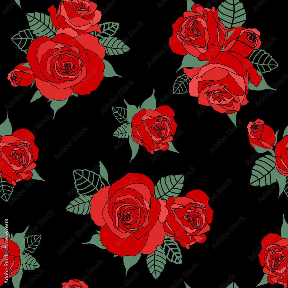Black And Red Rose Background Design