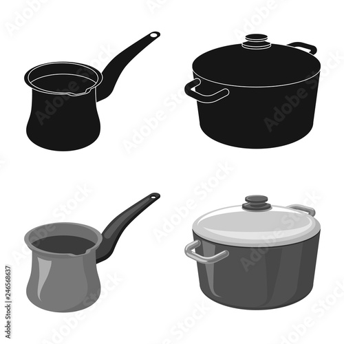 Vector illustration of kitchen and cook icon. Set of kitchen and appliance stock vector illustration.