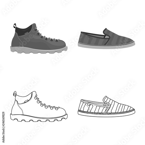 Isolated object of shoe and footwear logo. Collection of shoe and foot stock symbol for web.