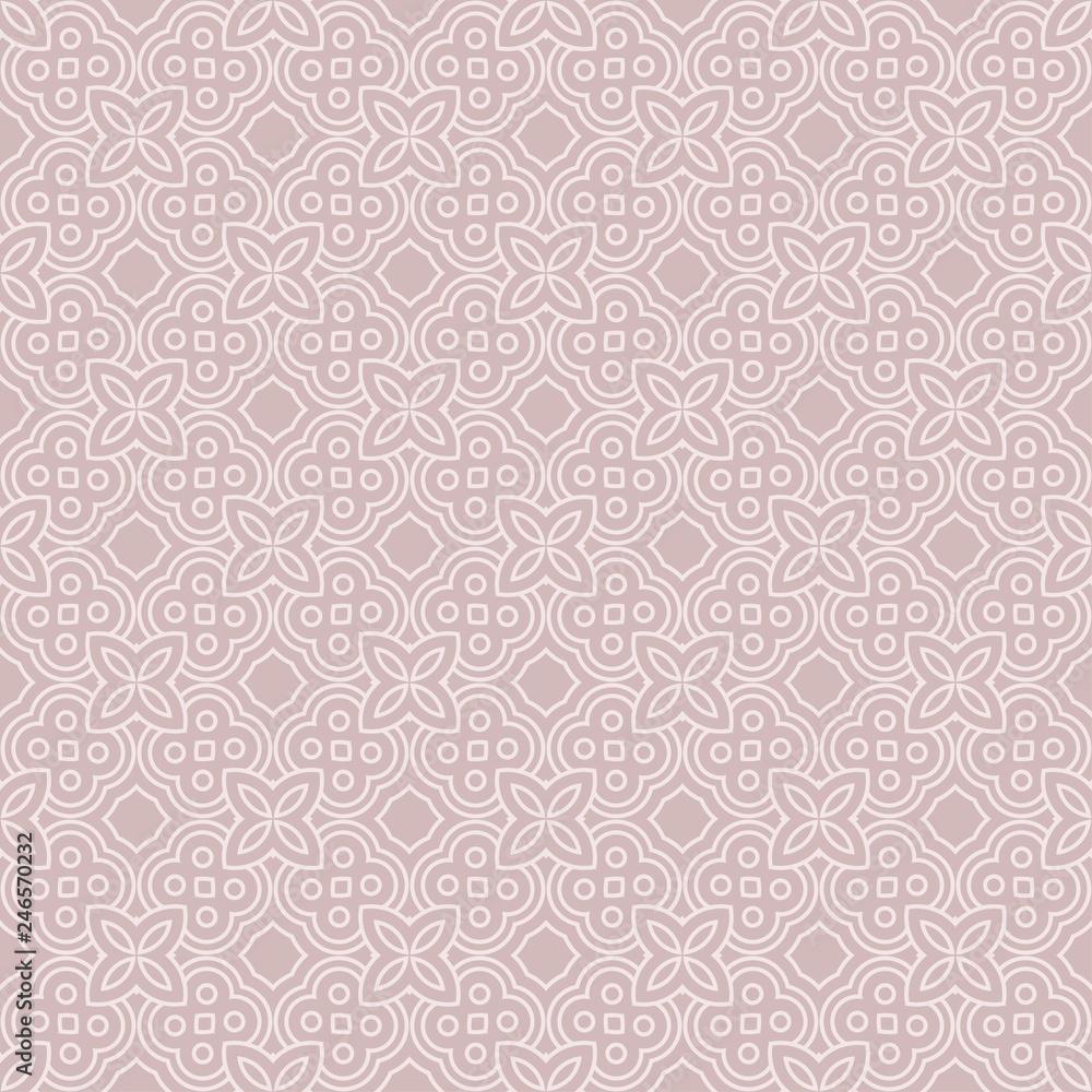 Seamless floral ornament geometric style. Vector illustration. Beige color