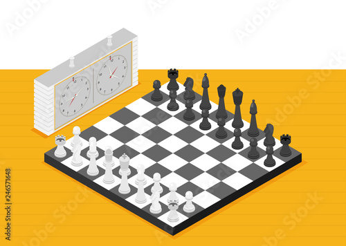 Flat chess isometric. game isometric series