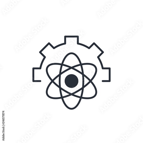 Quantum processor Vector linear icon, white background.
