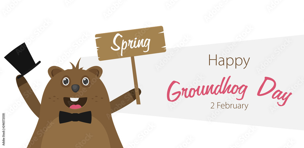 Happy Groundhog Day design with cute groundhog Happy Groundhog Day design with cute groundhog