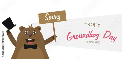 Happy Groundhog Day design with cute groundhog
