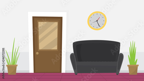Waiting room for patients in the office. Flat vector.