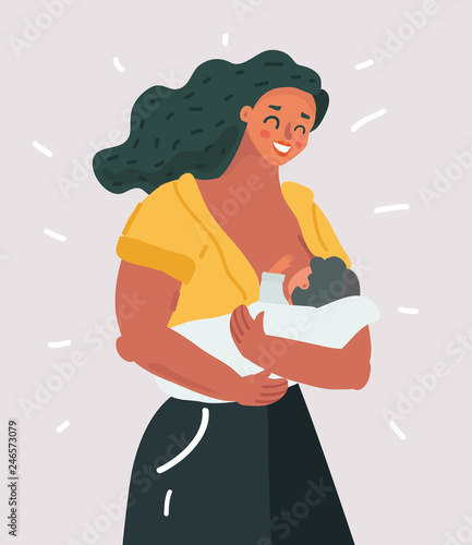 Beautiful mother breastfeeding her baby child.
