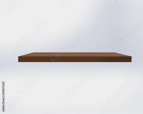 Wood floor for placing objects on white background illustration 3d 
