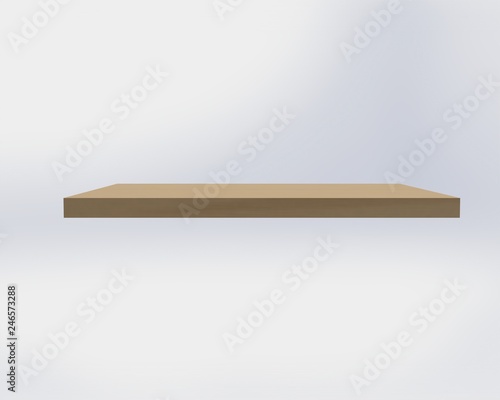 Wood floor for placing objects on white background illustration 3d 