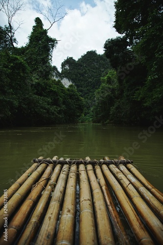 Raft bamboo tavel at Thailand photo