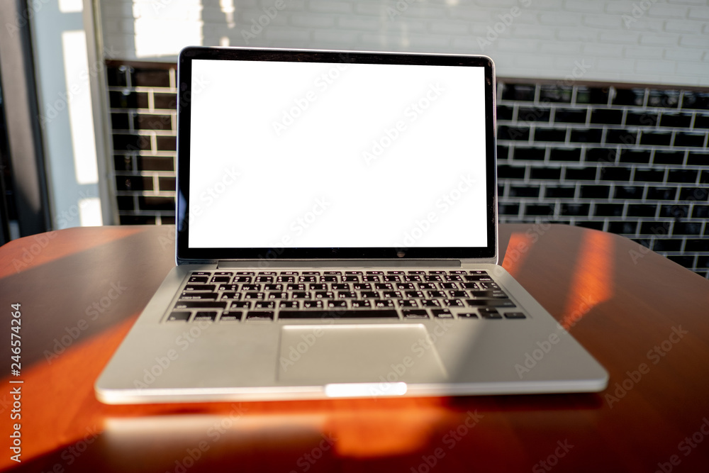 mock up Using laptop with blank screen computer modern mock up Using laptop with blank screen computer modern
