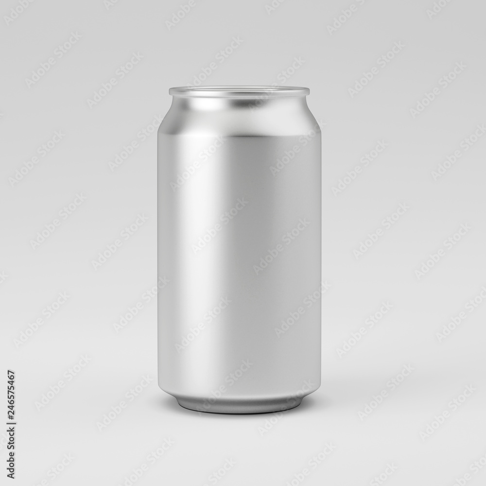 Template aluminum soda can on gray background, mockup, can for beer and carbonated drinks. 3D rendering, 3d illustration. Template aluminum soda can on gray background, mockup, can for beer and carbonated drinks. 3D rendering, 3d illustration.