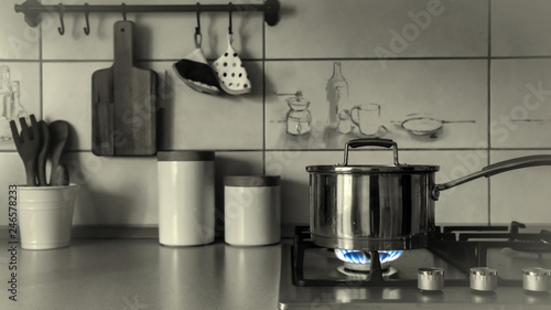 Kitchen pot boiling cooking preparation