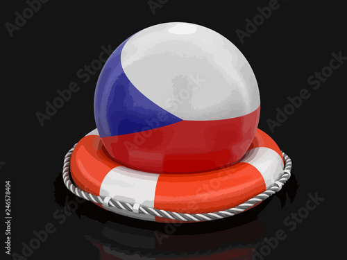 Ball with Czech flag on lifebuoy
