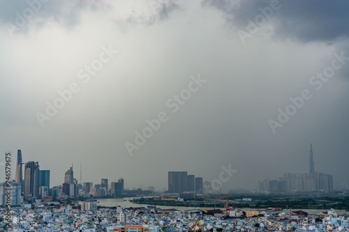 Panorama View of Ho Chi Minh City in Rainy Season