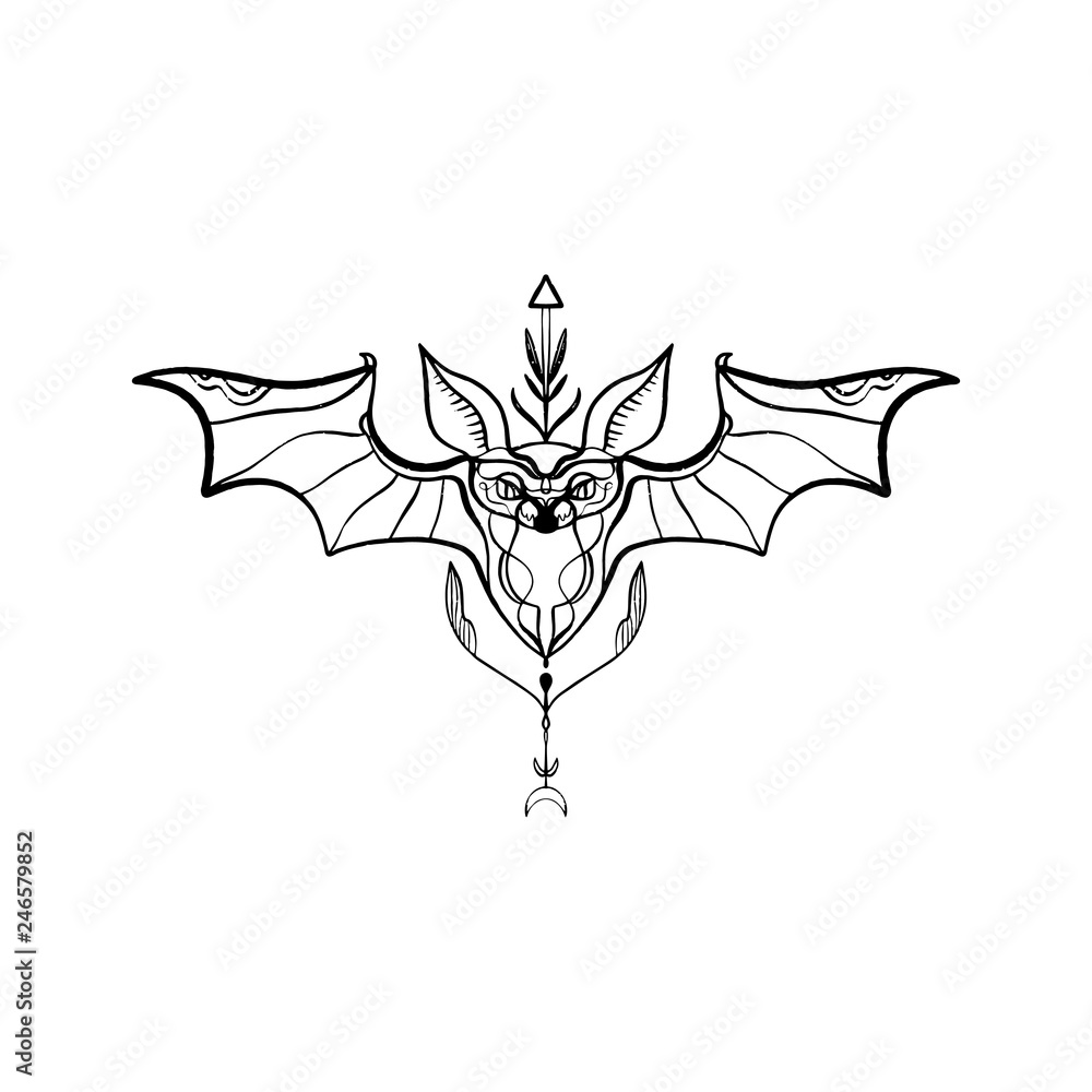 Bat tribal vectoor ornate elegant tattoo Stock Vector | Adobe Stock