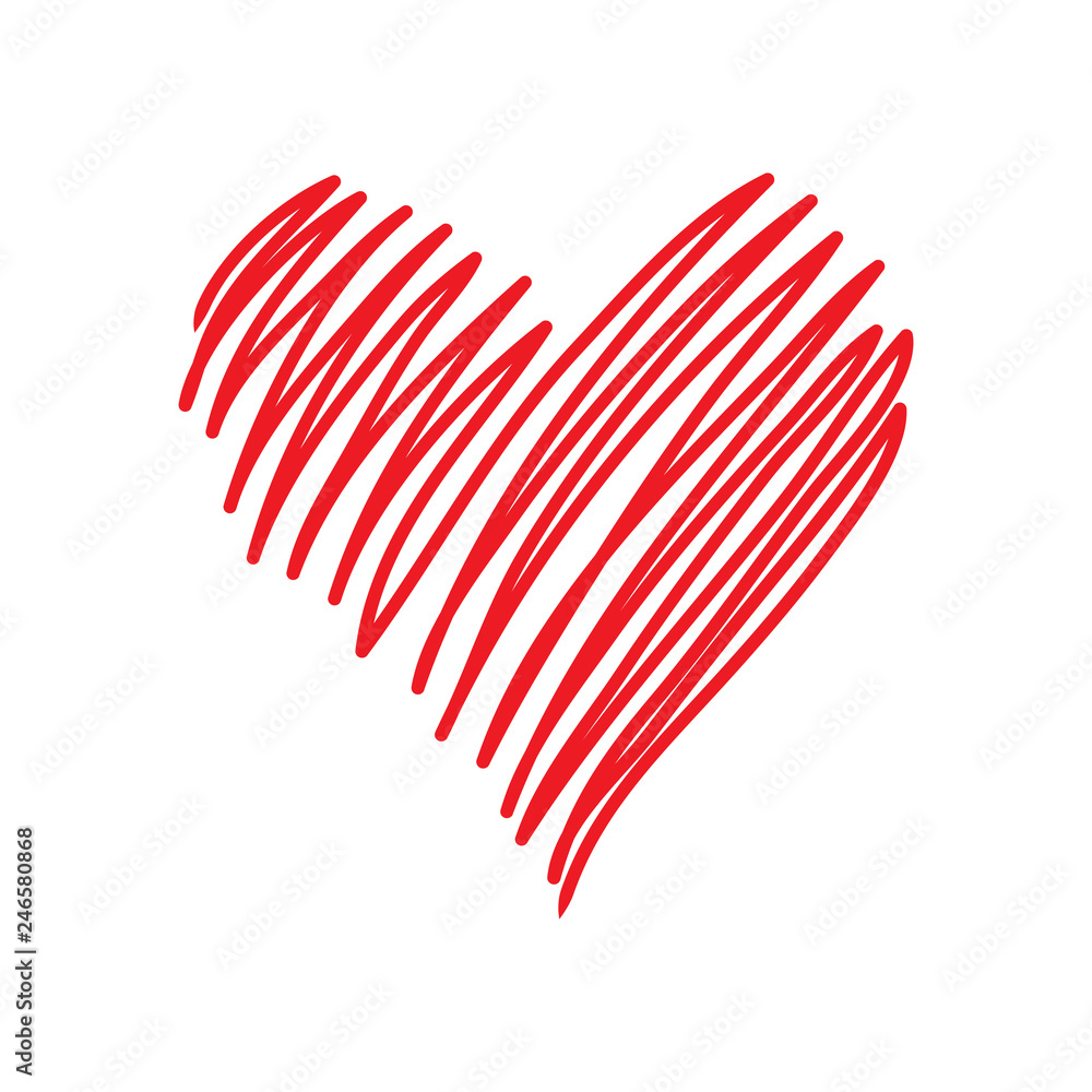 Hand drawn red heart of doodle circle Hand drawn red heart of doodle circle