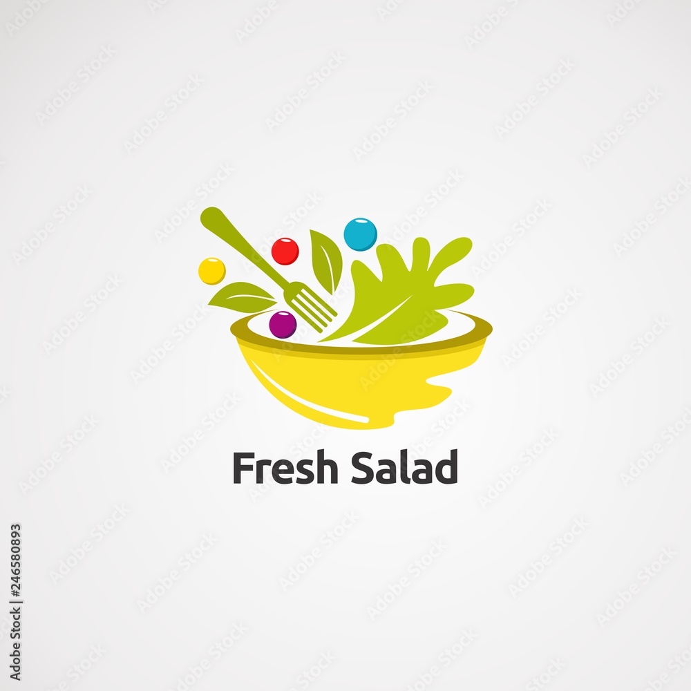 Fototapeta premium logo vector fresh salad, icon, element, template