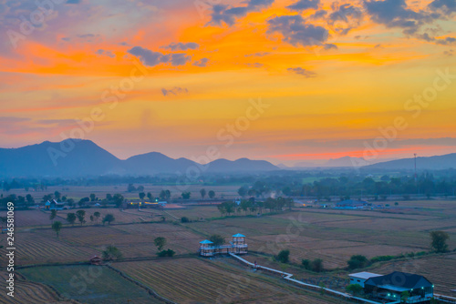 The natural scenery of agricultural lands and the bright sky